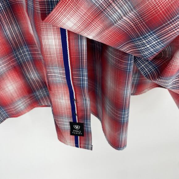 Ariat Men's Pro Jayceon Classic Short Sleeve Button Plaid Shirt Size L - Picture 3 of 10